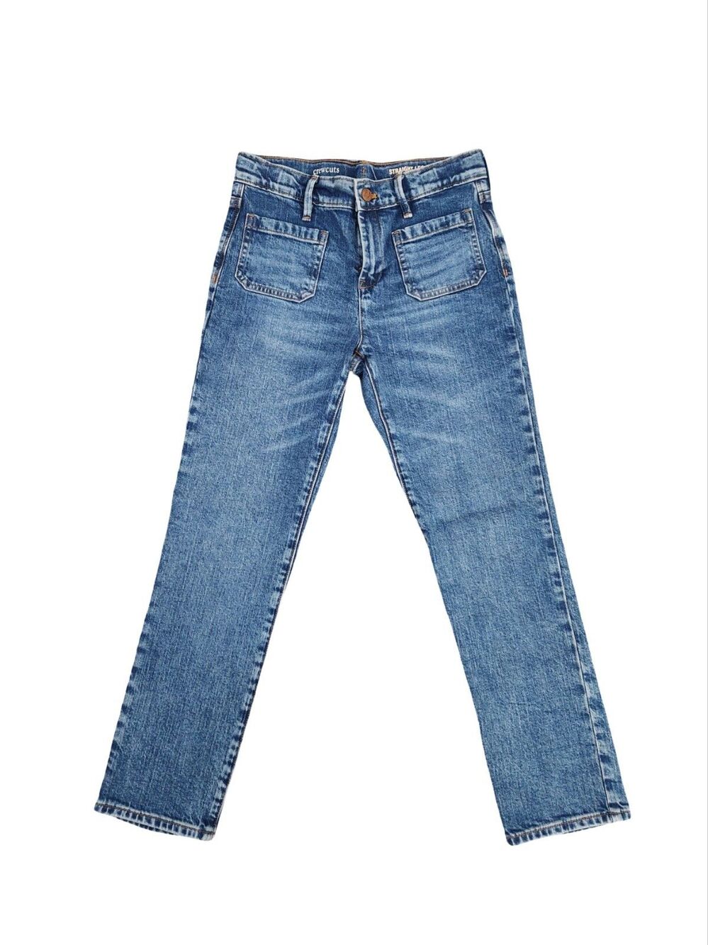 Crewcuts Girls 12 Straight Leg Jeans Adjustable Waist Medium Wash NWT - Picture 2 of 9